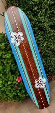 6FT. Classic 23C SURFBOARD WALL ART Hawaiian surf beach hibiscus decor Wood longboard