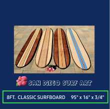 8 FT. CLASSIC CUSTOM SURFBOARD  🌺🌺🌺🌺🌺 PLEASE CONTACT FOR 8 FT. 